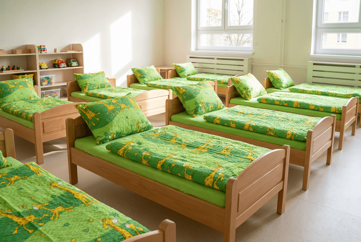 Krepové dětské povlečení do školky „Žirafa zelená“